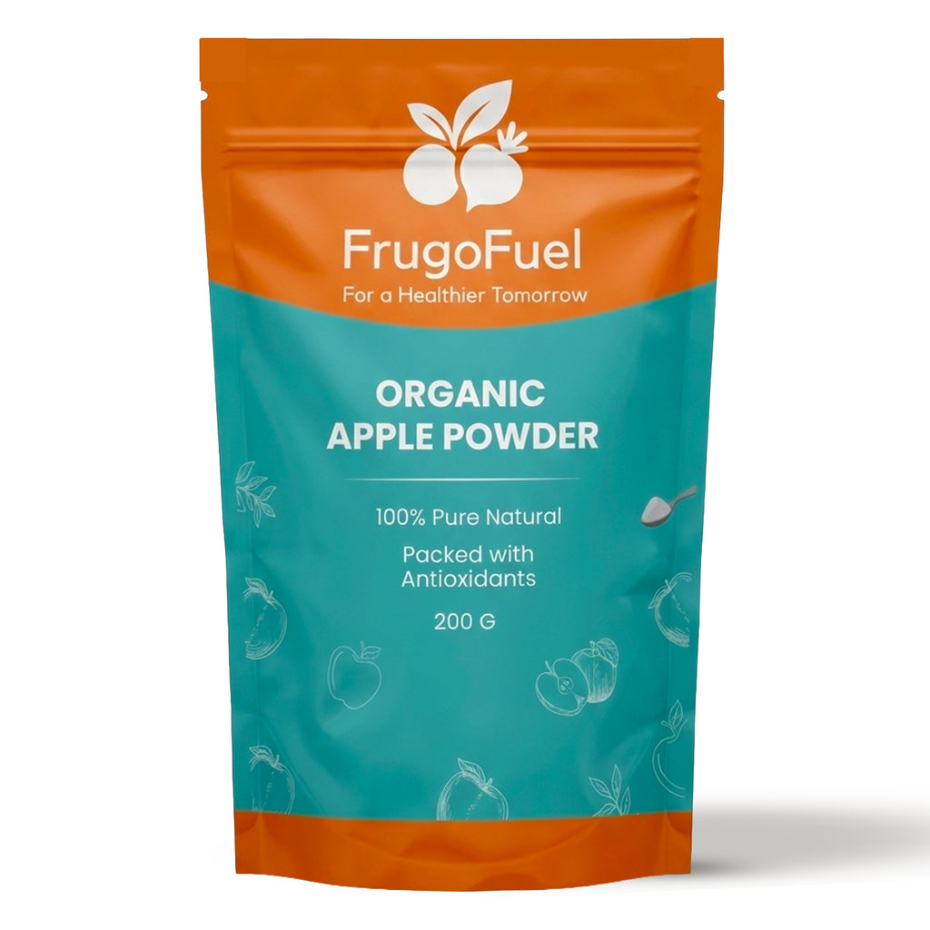 FrugoFuel Organic Apple Powder 200g – 100% Pure Natural Dehydrated Apple Powder, Rich in Antioxidants, No Additives, Ideal for Smoothies, Baking & Wellness