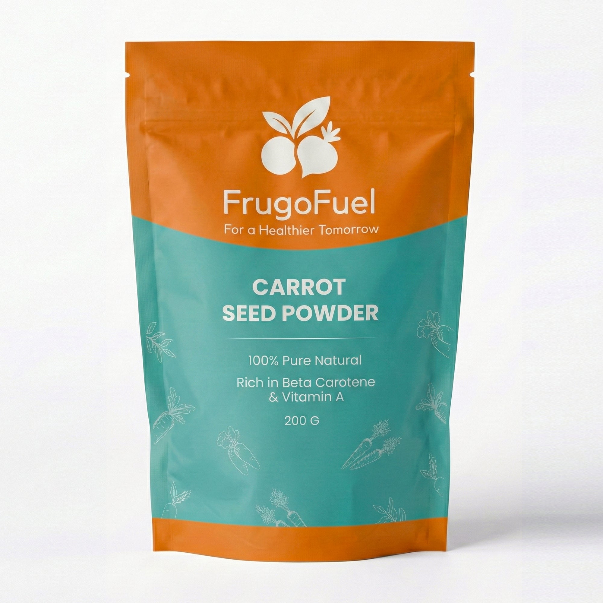 FrugoFuel Carrot Seed Powder 200g – 100% Pure Natural, Rich in Beta Carotene & Vitamin A for Daily Wellness