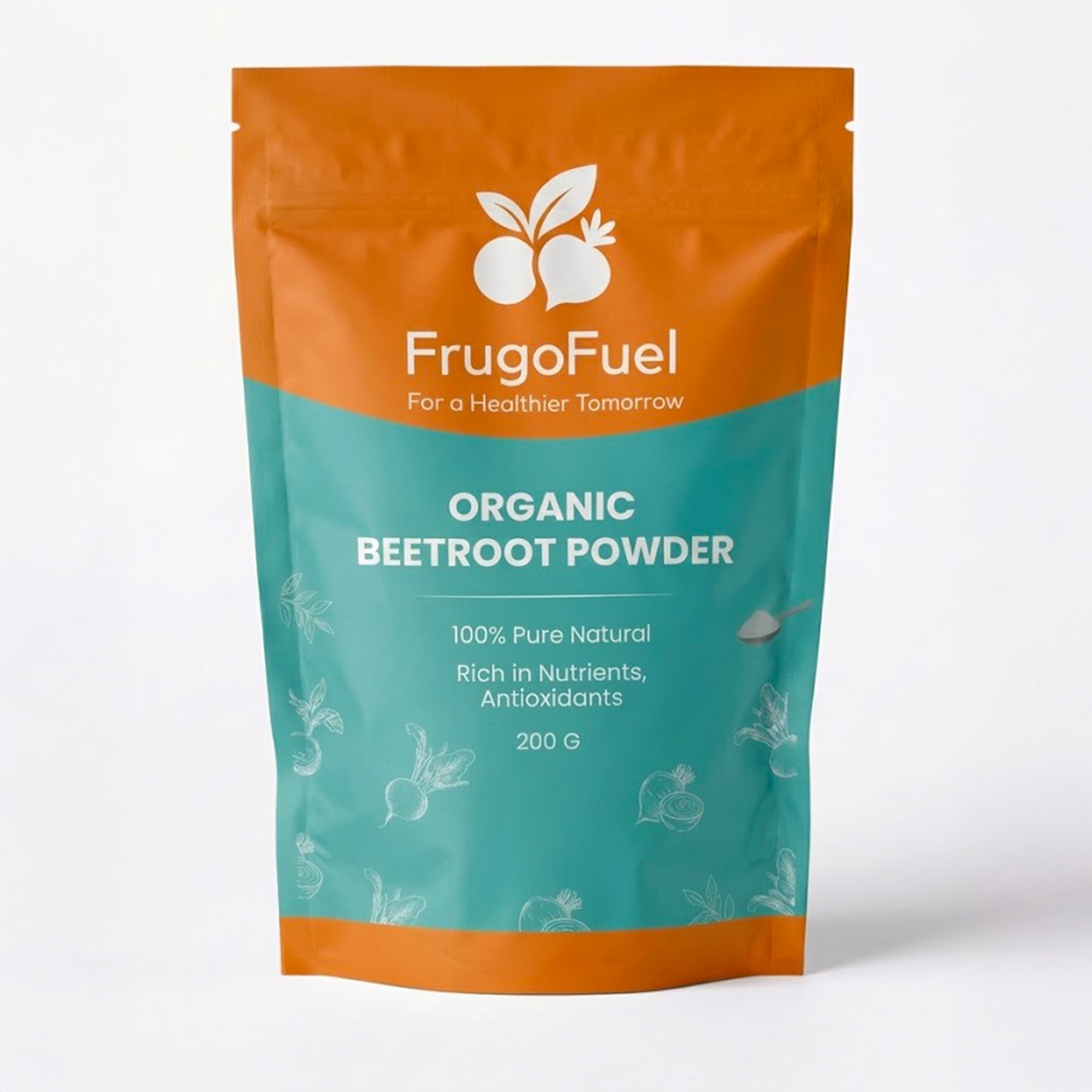 FrugoFuel Organic Beetroot Powder 200g – 100% Pure Natural Beet Powder, Rich in Nutrients & Antioxidants, No Additives, Ideal for Smoothies, Juices & Wellness